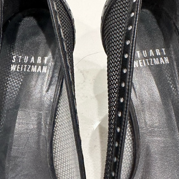 Stuart Weitzman Womens Black Leather Studded Pointy Toe Heels Size 7. M - Picture 11 of 12